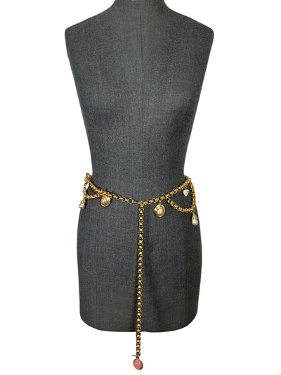 Judith Leiber Chain Link Charm Pendant Belt One Size-Consigned Designs