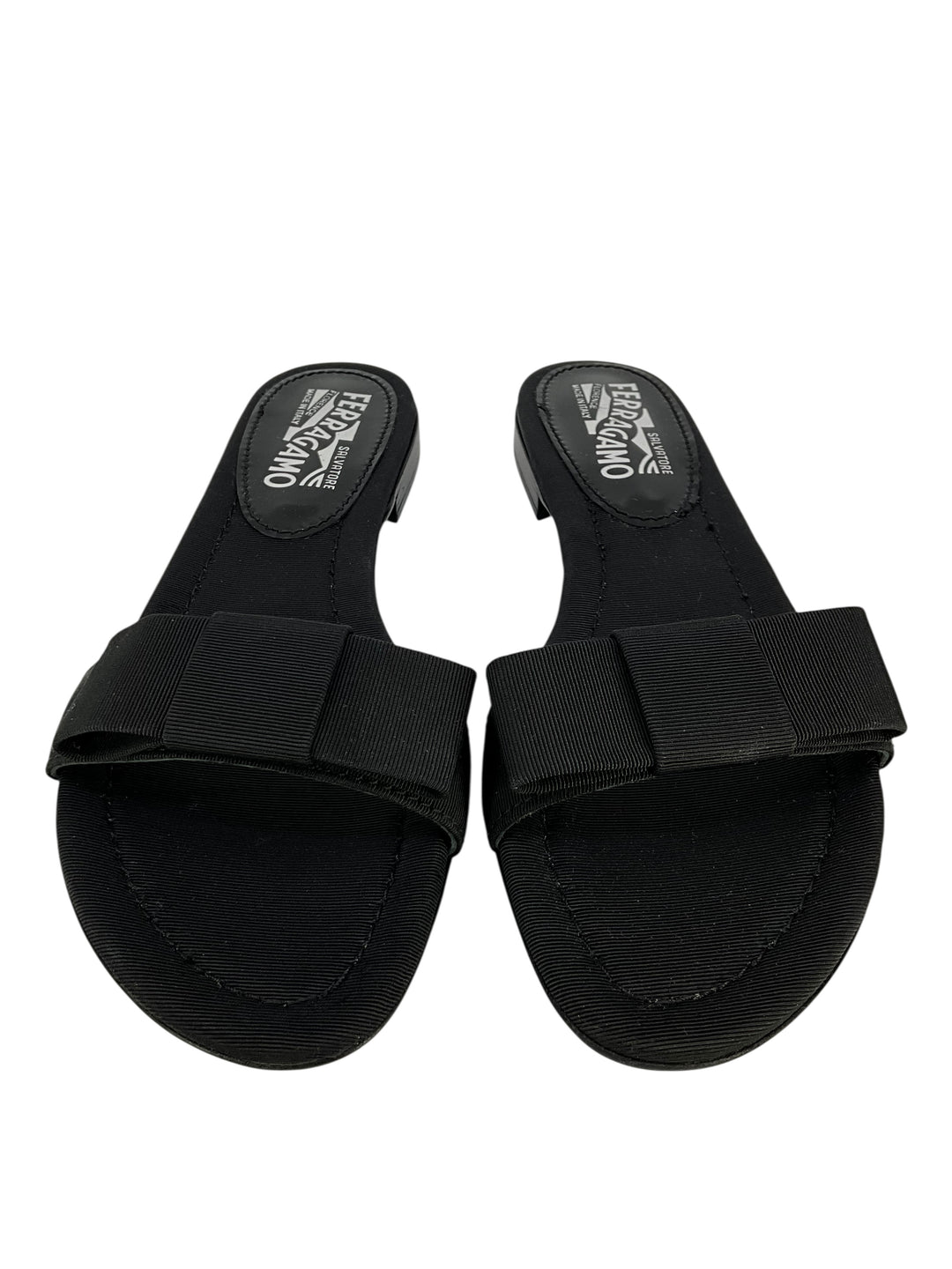 Salvatore Ferragamo Grosgrain Bow Slide Sandals Size 6.5 NEW