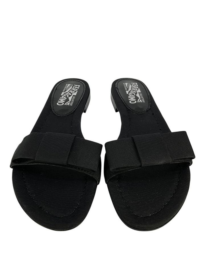 Salvatore Ferragamo Grosgrain Bow Slide Sandals Size 6.5 NEW