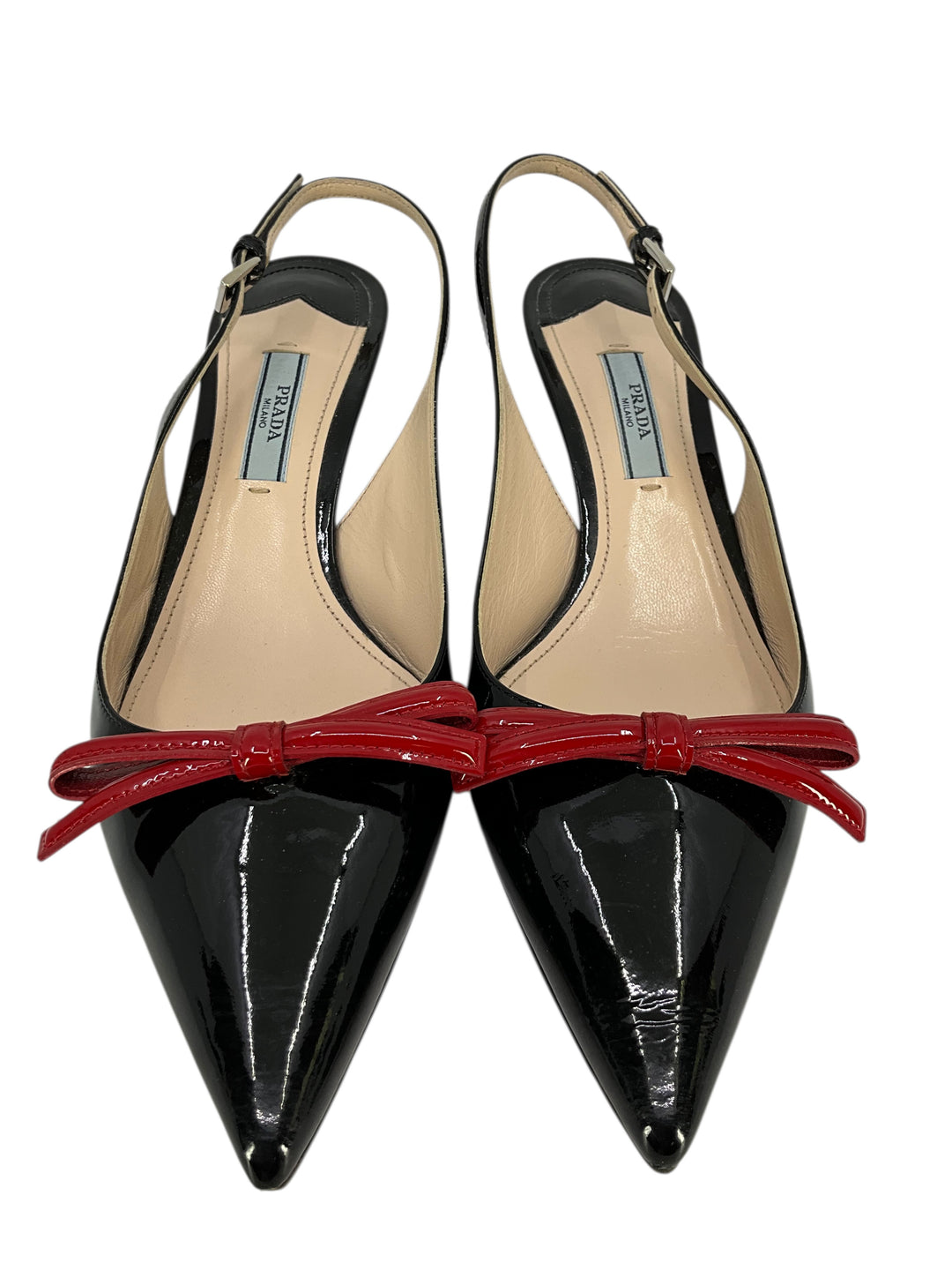Prada Patent Leather Bow Slingback Pumps Size 8 - Consigned Designs