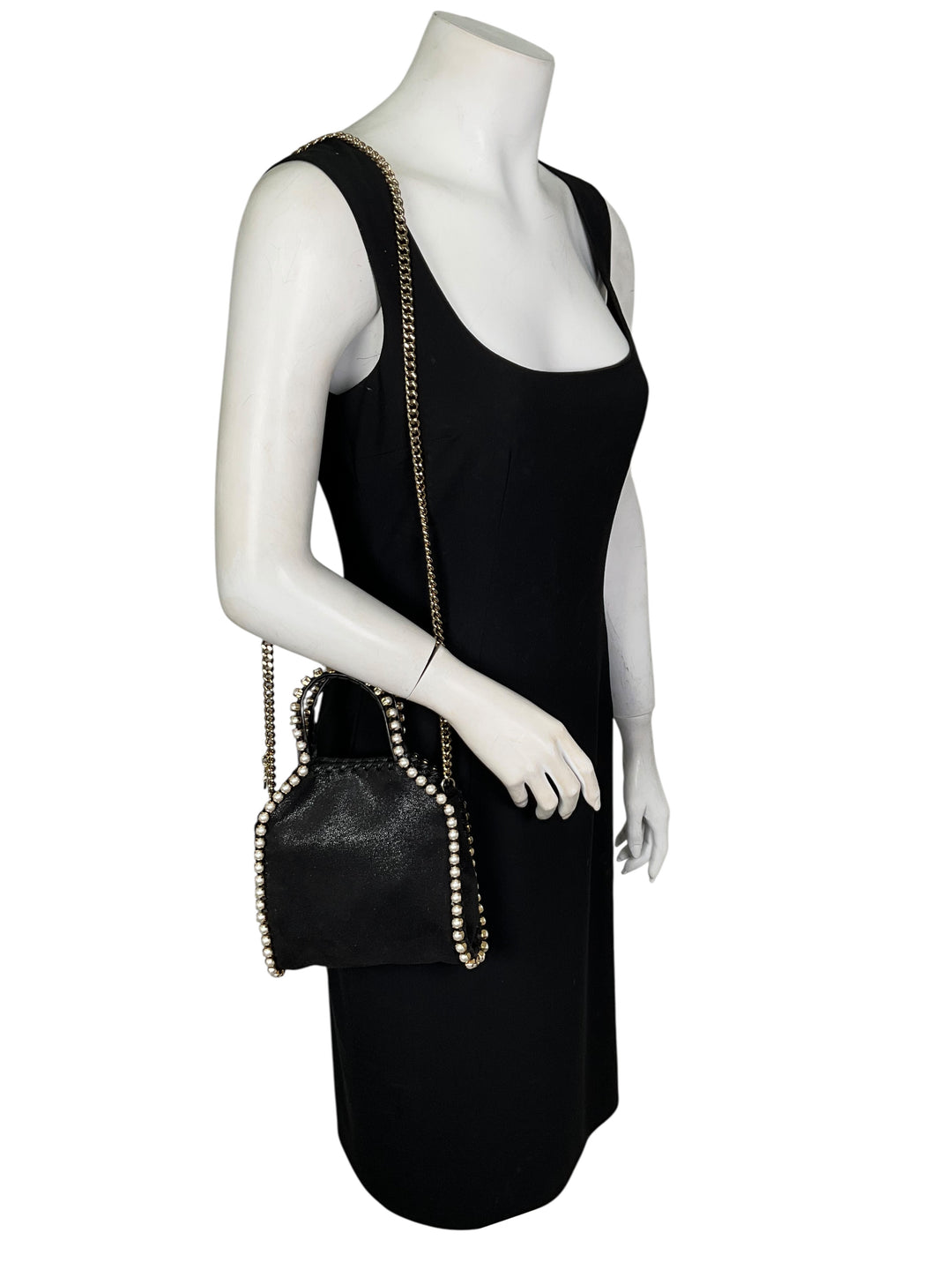 Stella McCartney Faux Pearl Embellished Falabella Tiny Tote Bag
