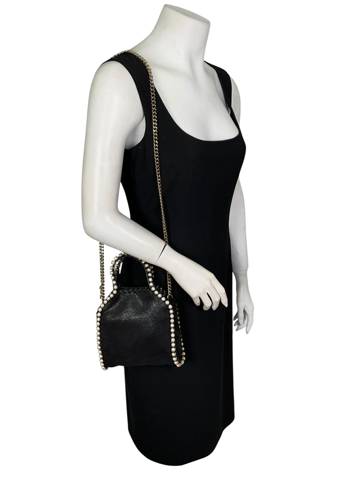 Stella McCartney Faux Pearl Embellished Falabella Tiny Tote Bag