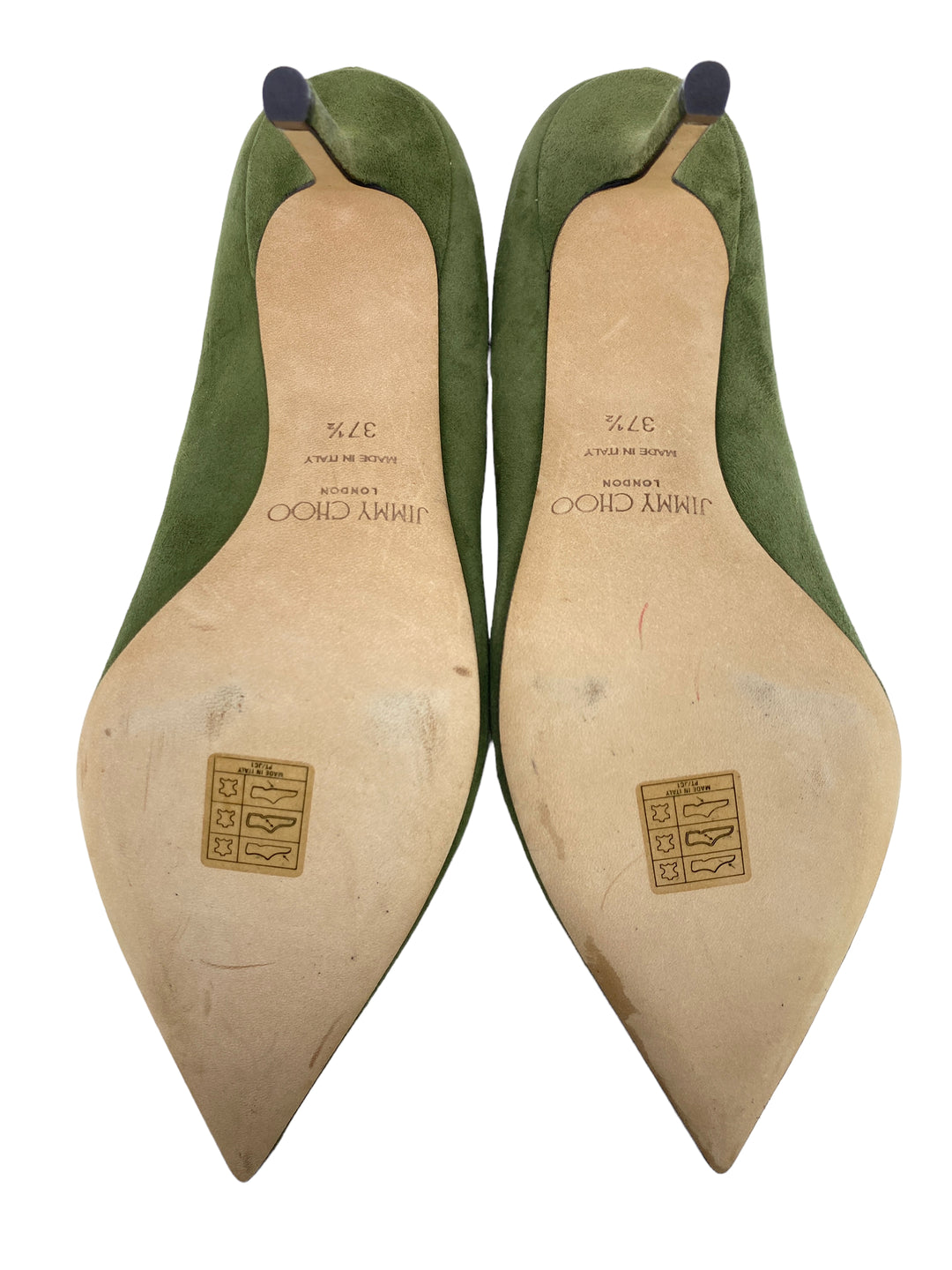 Jimmy Choo Green Suede Pumps 7.5 - Consigned Designs