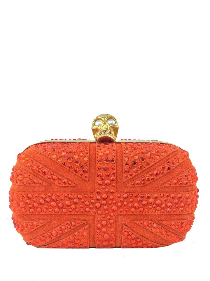 【レア色！極美品】Alexander McQUEEN レッドポーチ Alexander McQueen Crystal Britannia Skull Box Clutch Bag