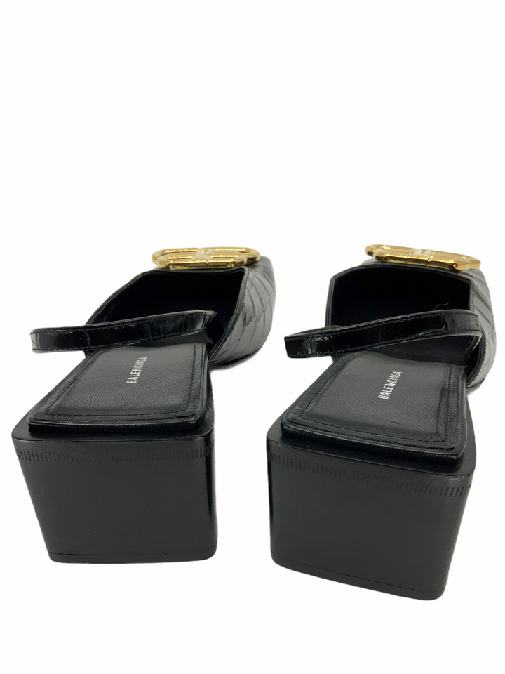 【関税＆送料込み】Balenciaga Heels Balenciaga Double Square BB Slingback Heels Size 8.5 NEW