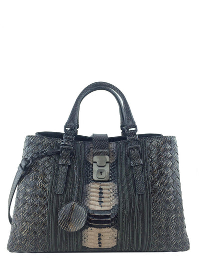 Bottega Veneta Intrecciato Snakeskin Small Roma Bag NEW-Consigned Designs