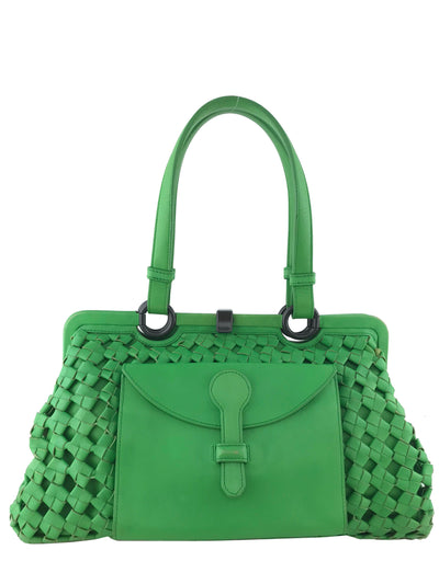 Bottega Veneta Limited Edition Woven Leather Framed Bag-Consigned Designs