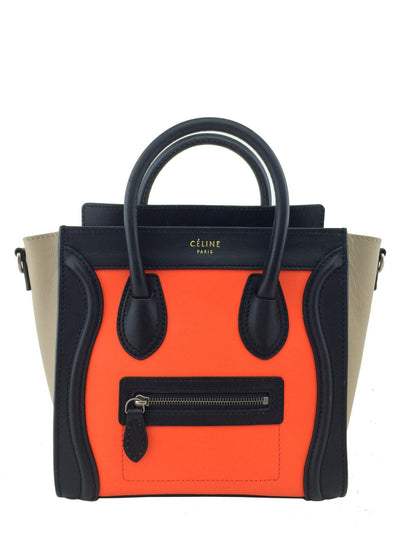 Celine Calfskin Tricolor Nano Luggage Tote Bag-Consigned Designs