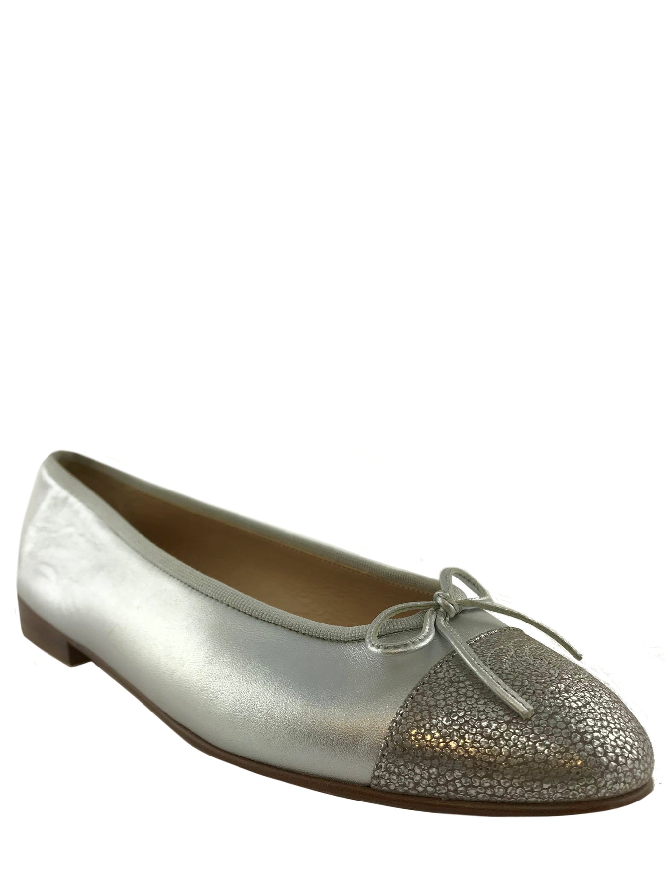 gold chanel ballet flats