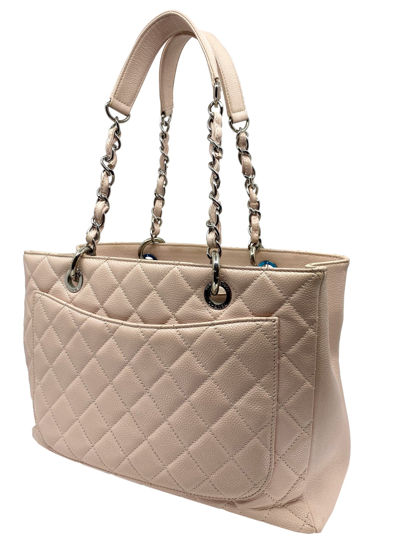 CHANEL, Bags, Exceptionalchanel Caviar Leather Gst Silver Chain Classic Grand  Shopping Tote