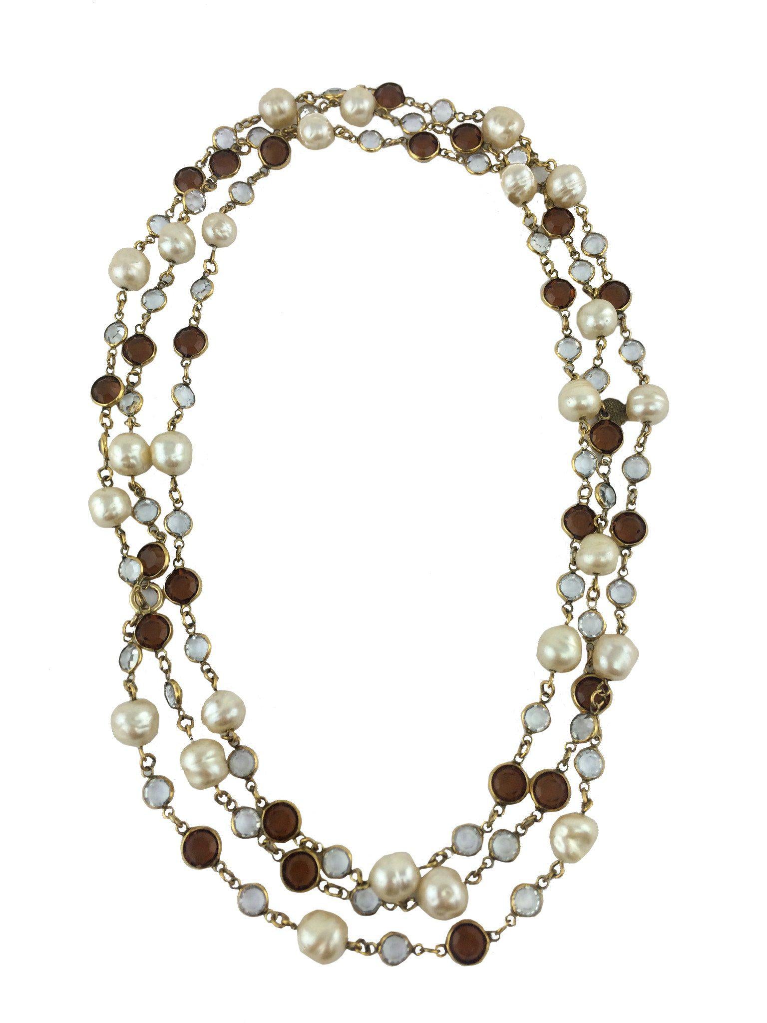 Chanel Crystal and Faux Pearl Sautoir Necklace