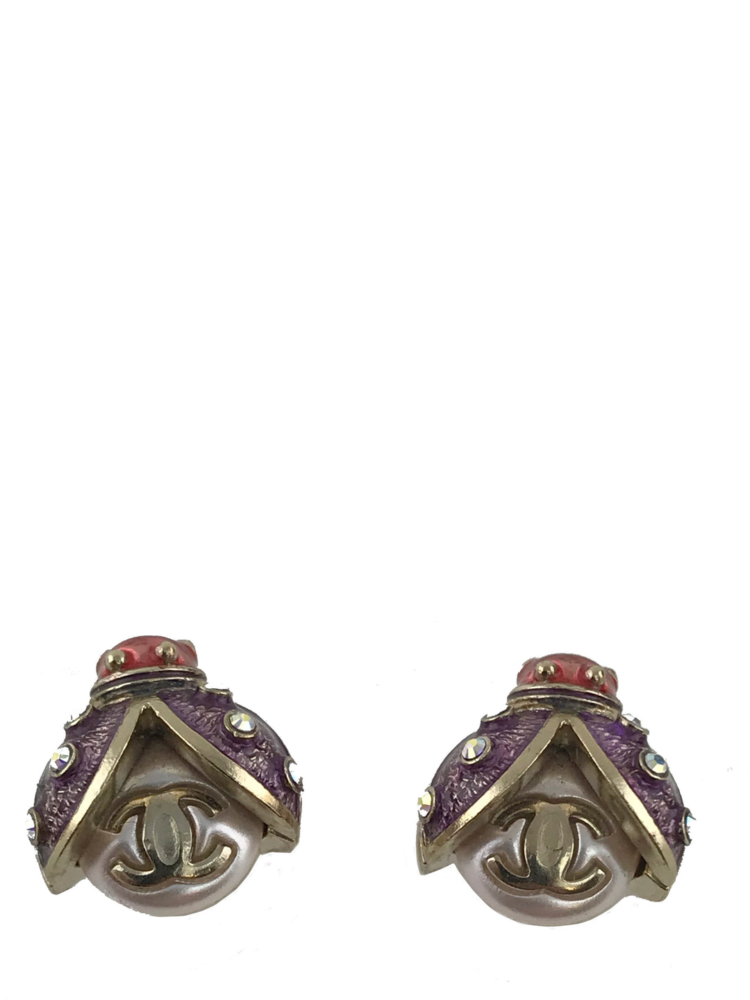 Chanel Ladybug CC Pearl Earrings Consigned Designs