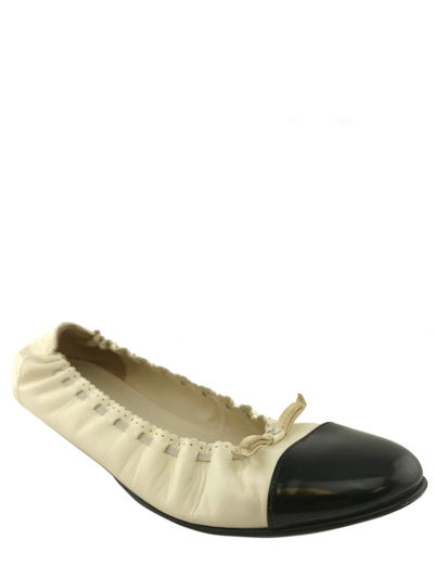 Chanel Lambskin CC Elastic Cap Toe Ballerina Flats Size 9.5-Consigned Designs