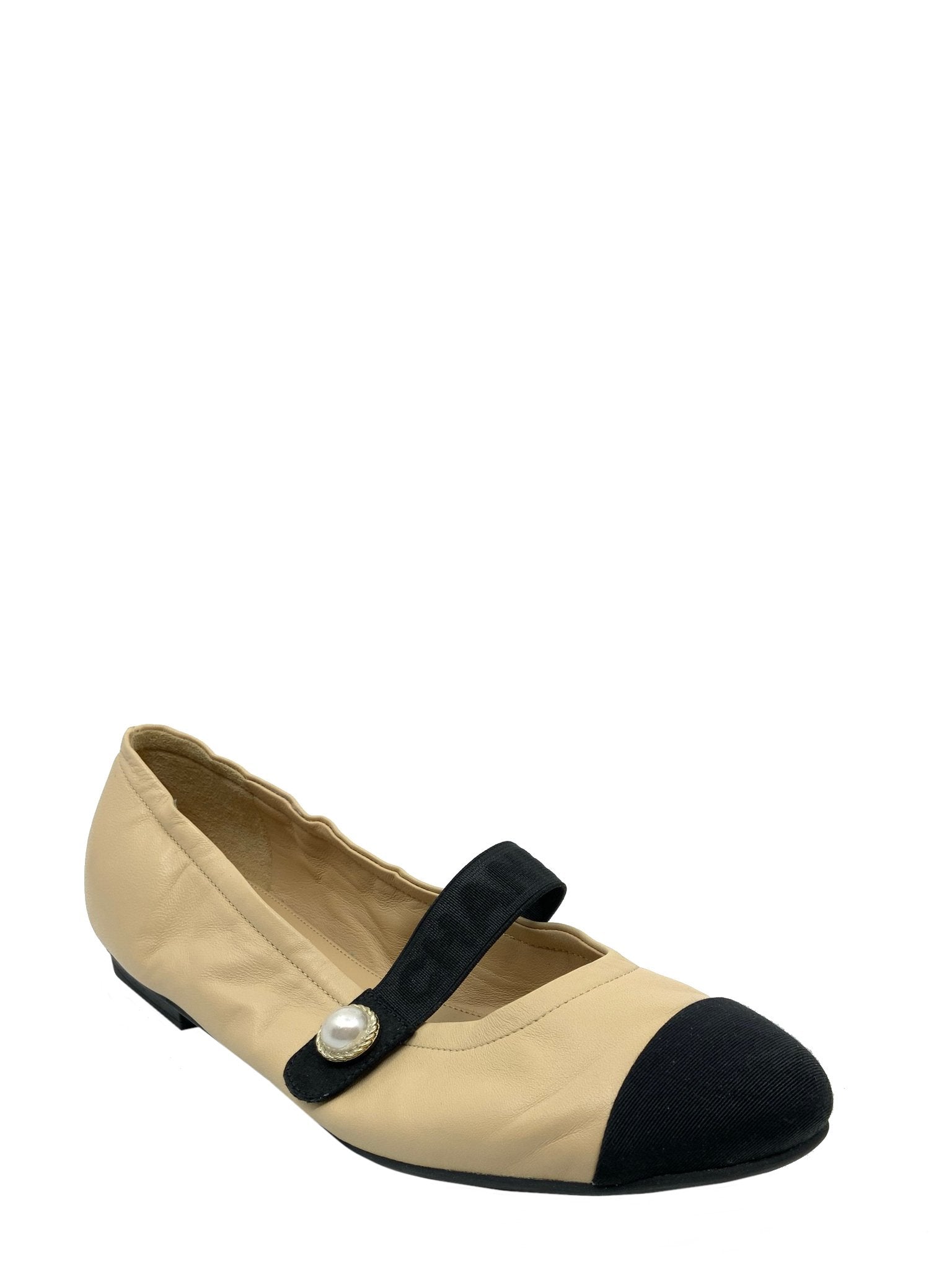 Chanel Lambskin Cap Toe Ballet Flats Size 9