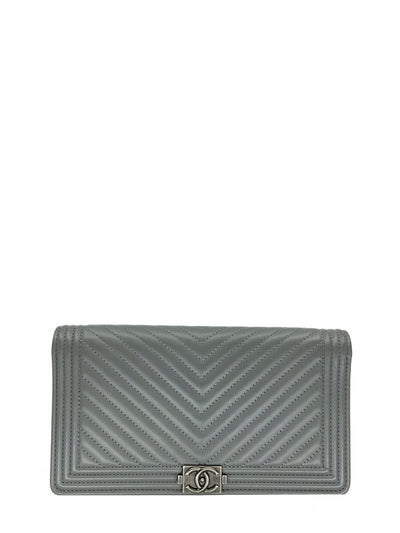 Chanel Quilted Chevron Lambskin Leather Long Boy Wallet﻿-Consigned Designs