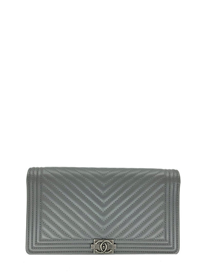 Chanel Quilted Chevron Lambskin Leather Long Boy Wallet﻿-Consigned Designs