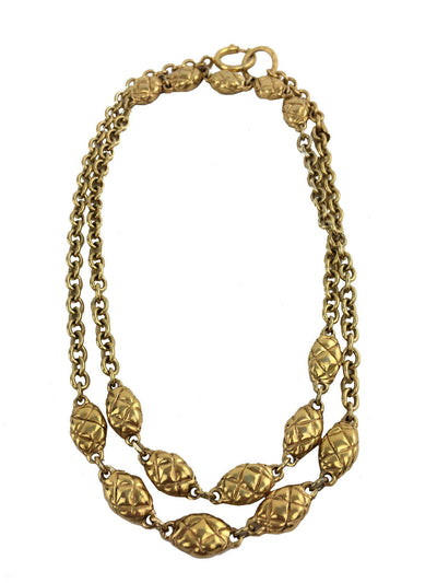 Chanel Quilted Oval Medallion Station Chain Link Necklace-Consigned Designs