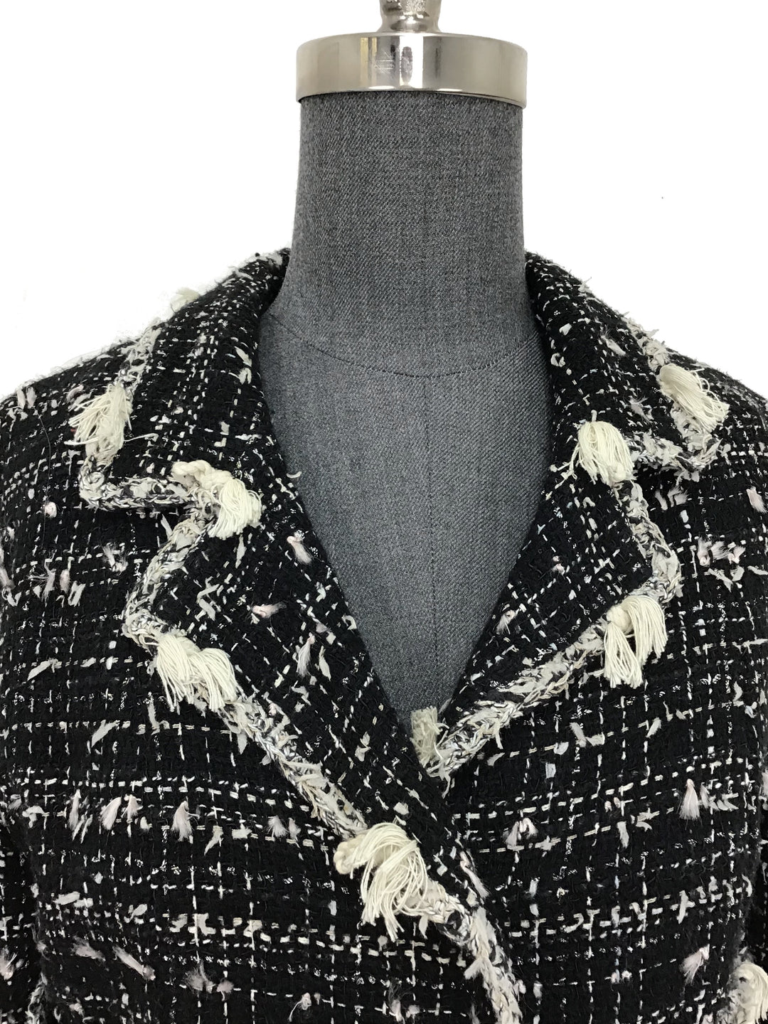Chanel Textured Tweed Jacket with Fringe Size M - Consigned Chanel Textured Tweed Jacket with Fringe Size M - Consigned