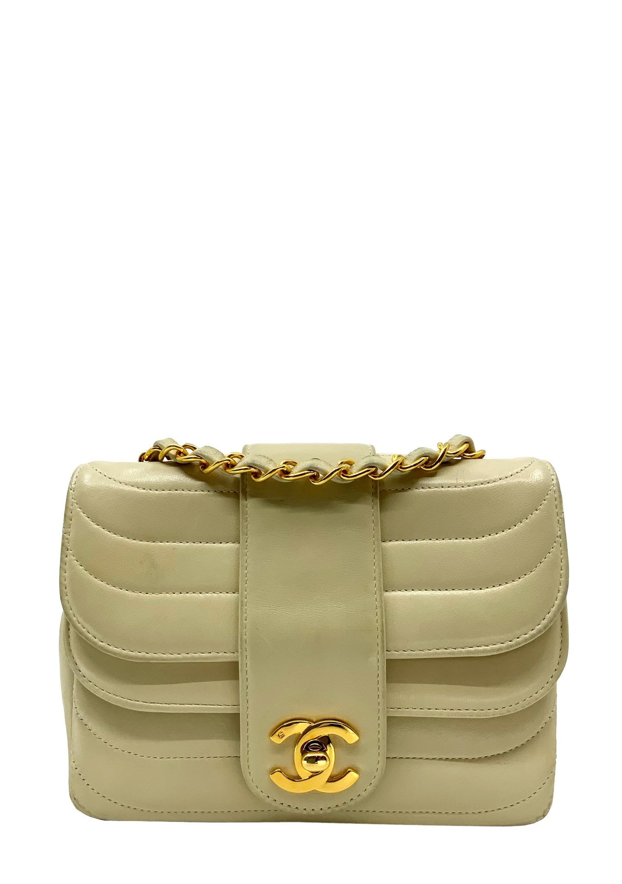 CHANEL Handbag Timeless Lambskin Quilted Horizontal & Vertical Vintage 90s  - Chelsea Vintage Couture