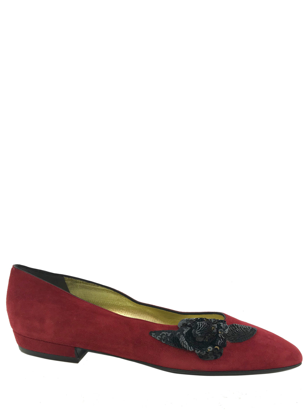 クラシカルで上品な足元に【CHANEL】スエードモカシン Chanel Vintage Suede Sequins Camellia Pumps Size 7 NEW