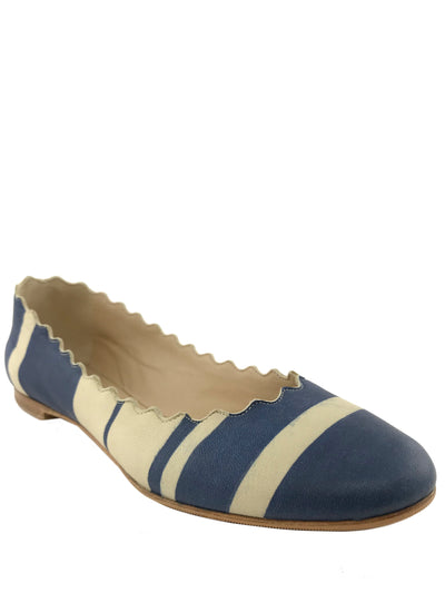 Chloe Lauren Striped Leather Ballet Flats Size 7.5-Consigned Designs