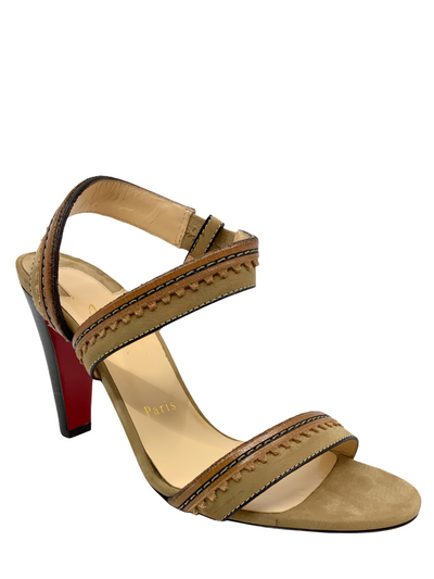 Christian Louboutin Textured Suede Strappy Sandal Size 9 NEW-Consigned Designs