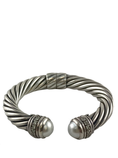 David Yurman Cable Classics 10mm Bracelet with Pearl and Diamonds-Consigned Designs