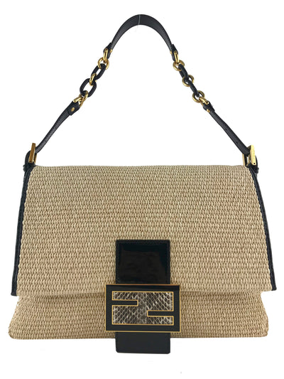 Fendi Big Mama Straw Flap Bag-Consigned Designs