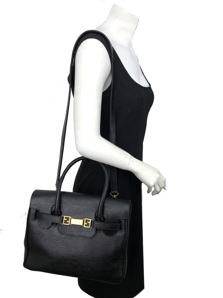 Fendi Roma Vintage Epi Leather Bag with Strap - Consigned Fendi Roma Vintage Epi Leather Bag with Strap - Consigned