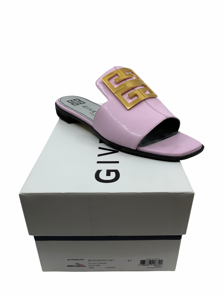 Givenchy Metal Logo Plaque Slide Sandals Size 11 - Consigned