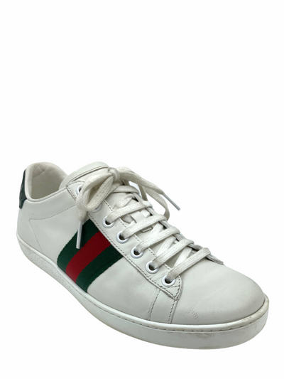Gucci Ace Leather Web Sneaker Size 7-Consigned Designs