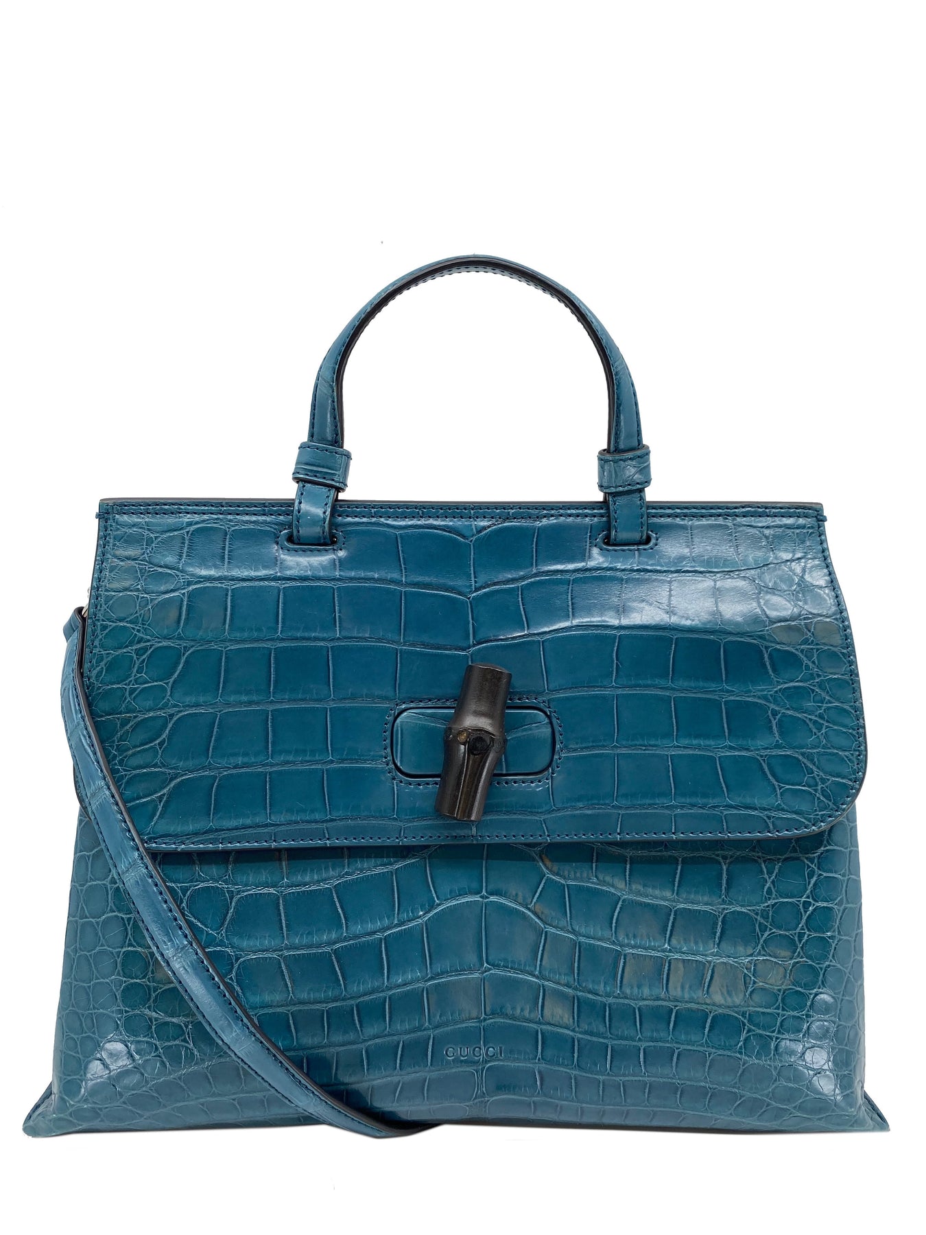 Gucci Bamboo 1947 crocodile top handle bag