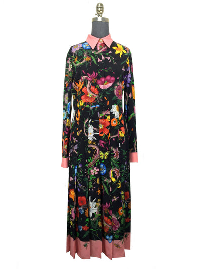 Gucci Flora Snake Print Silk Dress Size M-Consigned Designs