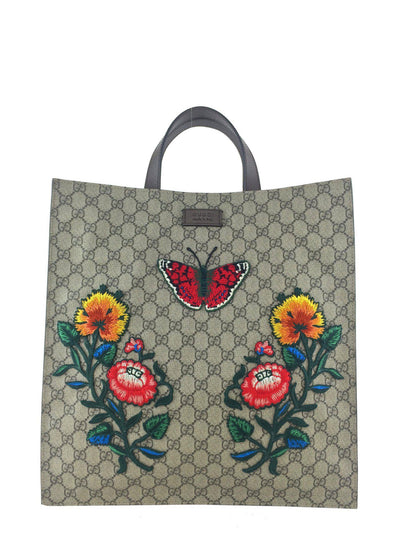 Gucci Floral Embroidered Soft GG Supreme Tote NEW-Consigned Designs