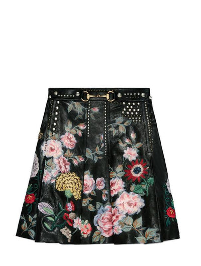 Gucci Hand-Painted Leather Skirt Size M NEW-Consigned Designs