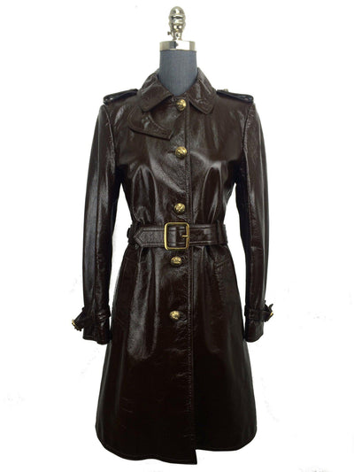 Gucci Light Patent Leather Belted Trench Coat Size M-Consigned Designs