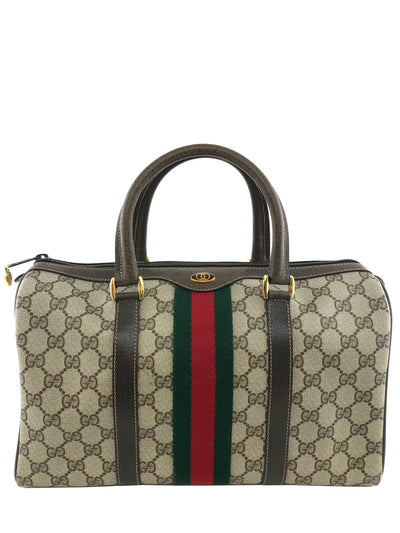 Gucci Monogram Boston Web Medium Satchel Bag-Consigned Designs