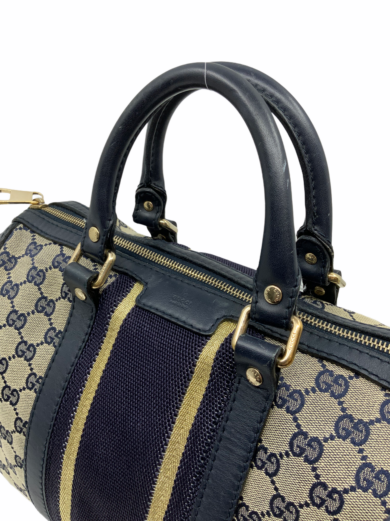 Gucci, Monogram GG Canvas Web Boston Bag, sand-colored c…