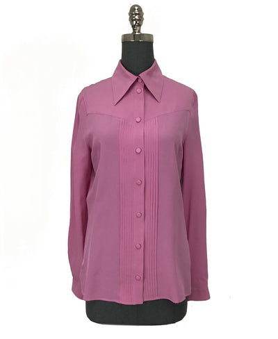 Gucci Pleated-Placket Silk Crepe De Chine Blouse-Consigned Designs