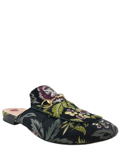 Gucci Princetown Floral Jacquard Horsebit Mules Size 9-Consigned Designs