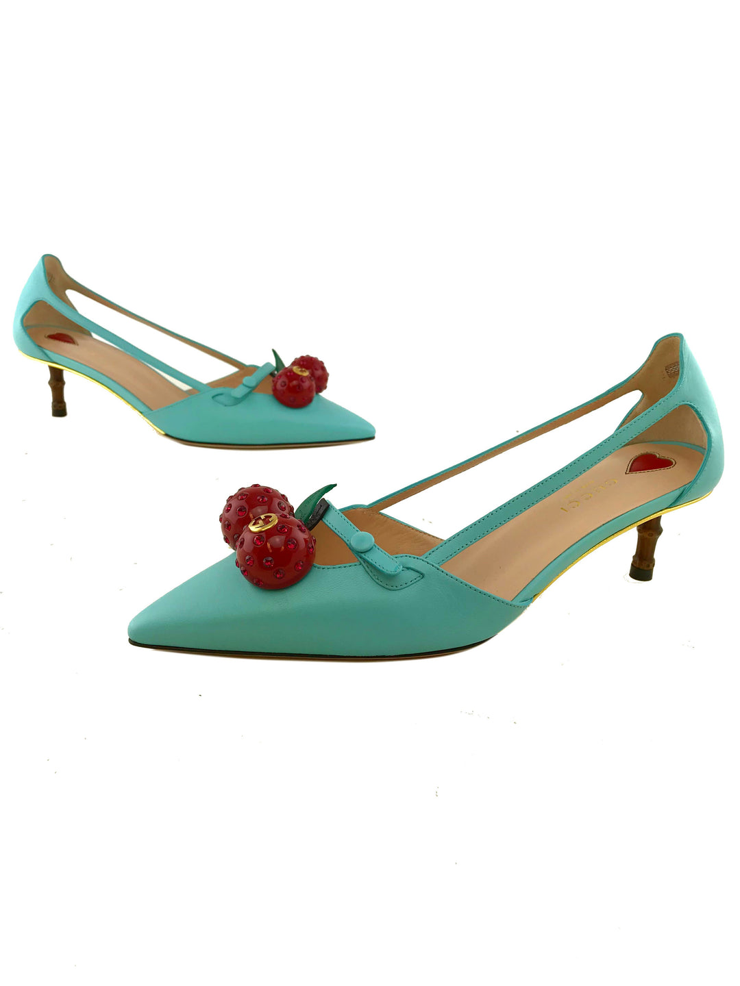 Gucci Unia Cherry Pumps Size 7.5 NEW Consigned Designs
