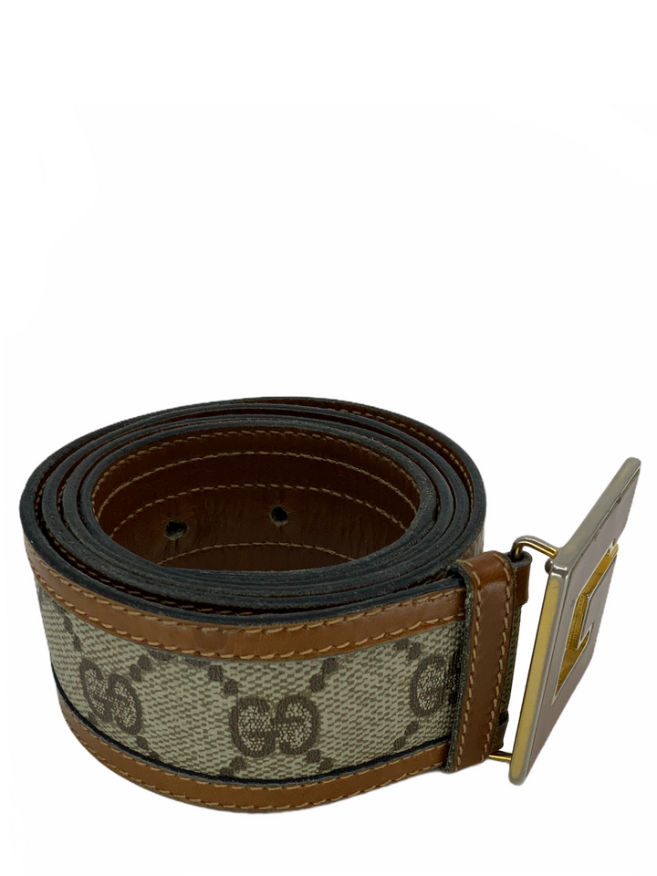 Gucci Vintage Monogram Canvas Logo Belt Consigned Designs