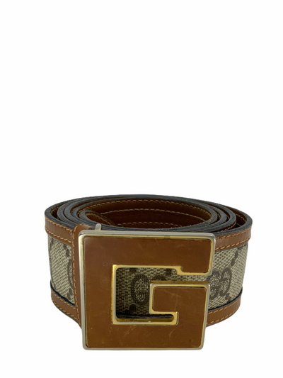 Gucci Vintage Monogram Canvas Logo Belt-Consigned Designs
