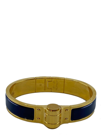 Hermes Navy Enamel Hinged Bracelet-Consigned Designs
