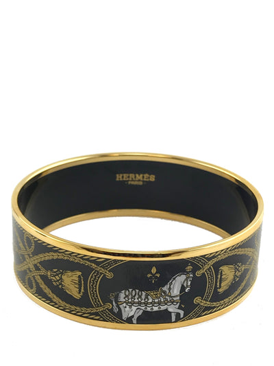 Hermes Printed Enamel Grand Apparat Wide Bracelet 65-Consigned Designs
