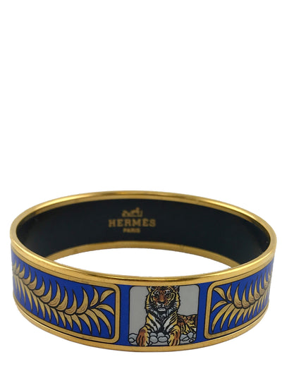 Hermes Printed Enamel Royal Tiger Wide Bracelet 70-Consigned Designs