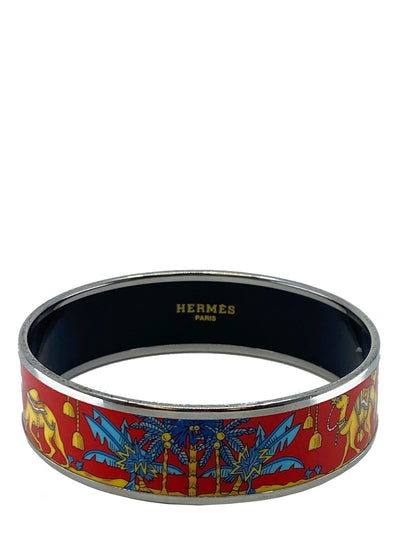 Hermes Red Blue and Gold Enamel Bracelet 65-Consigned Designs
