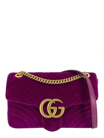 Gucci GG Marmont Matelasse Velvet Medium Shoulder Bag-Consigned Designs