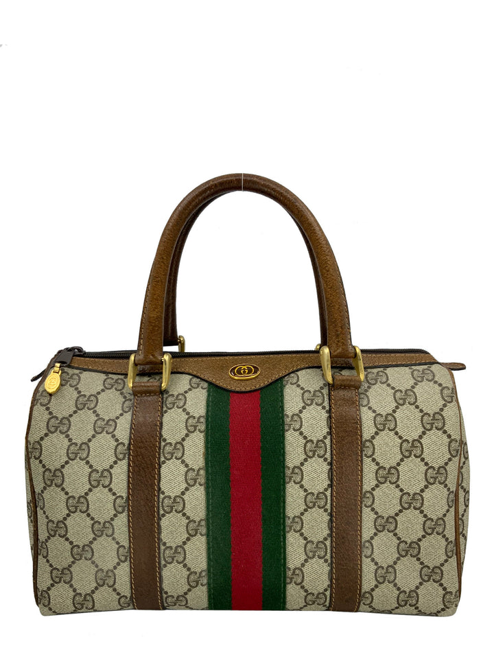 バッグ OLD GUCCI SHERRY LINE BOSTON HAND BAG Gucci Vintage Boston Sherry Line Monogram Canvas Small