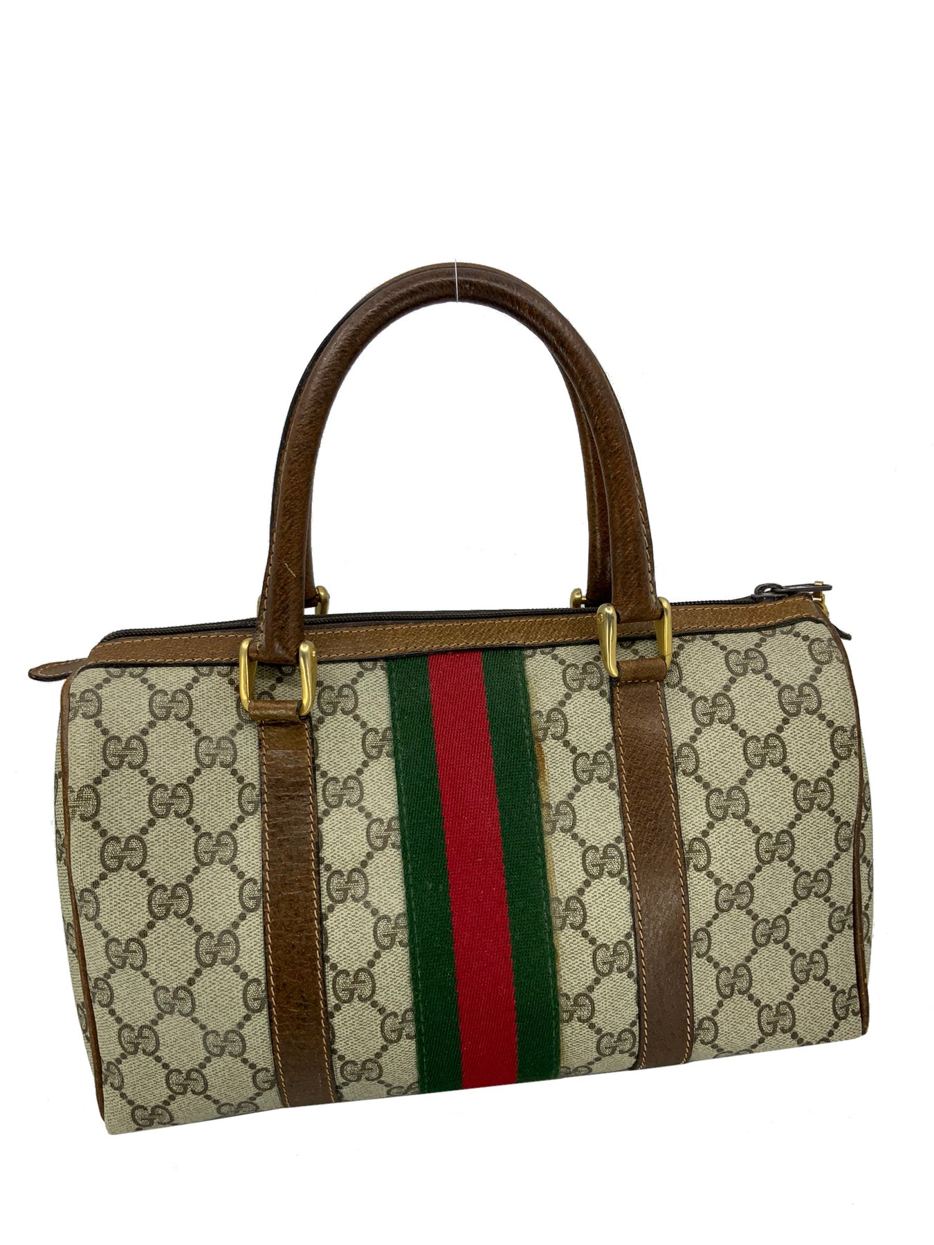 GUCCI Vintage Sherry Line GG Web PVC Canvas Browns Crossbody